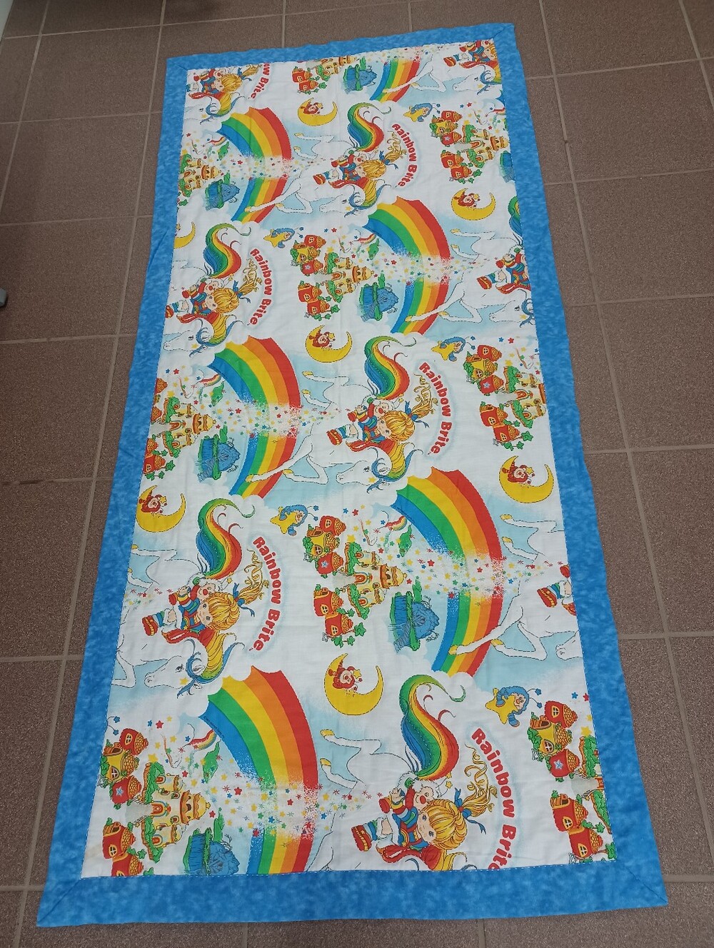 Handmade Reversible Quilted Rainbow Brite Blanket Bedding Play Mat